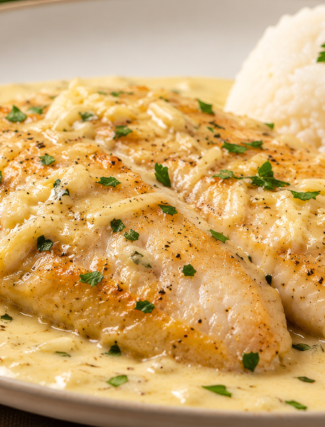 Tilápia Bello ao Molho Cremoso de Alho e Parmesão